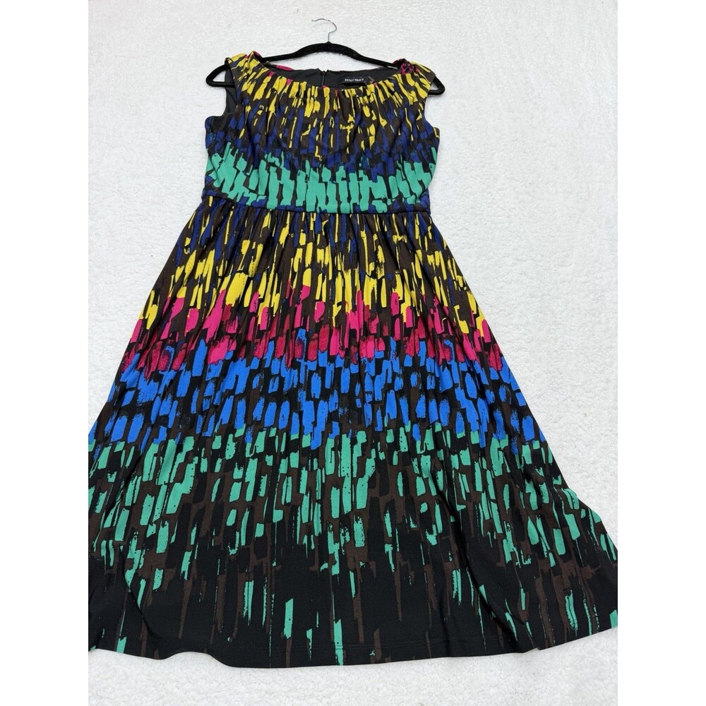 Ellen Tracy Midi Dress Women Blue Sleeveless Stretchy Preppy Boho Flowy Size 6